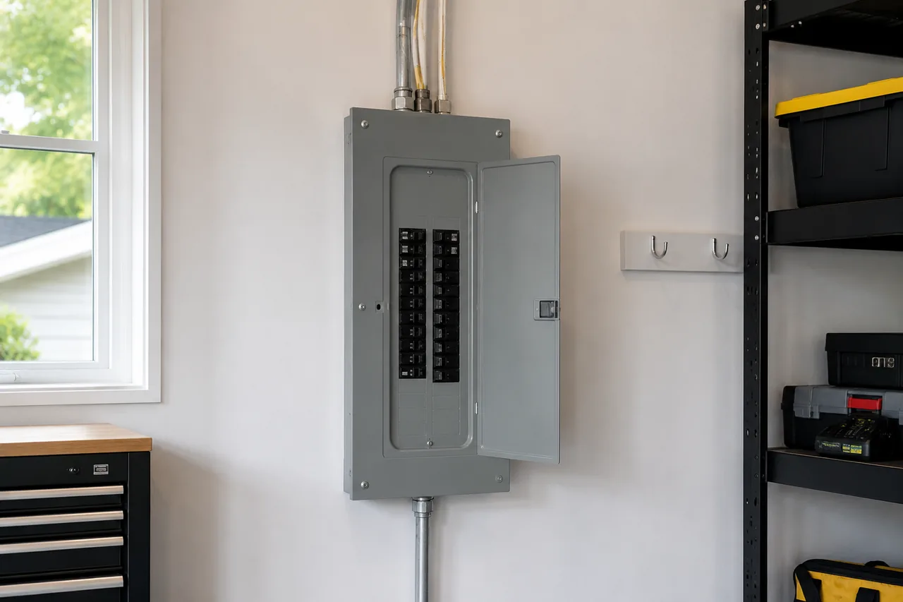 Clean upgraded residential electrical panel with organized breakers