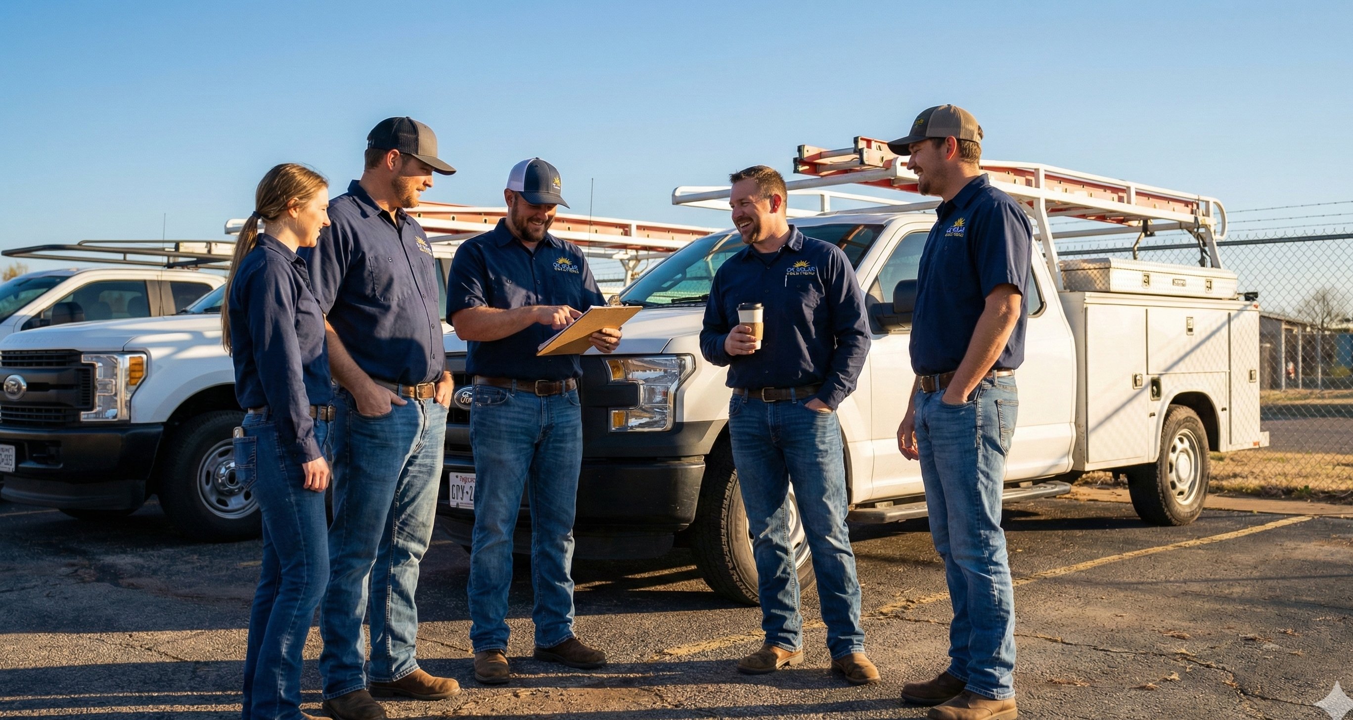 Affordable Solar team morning meeting in Oklahoma